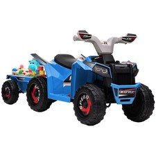 Kids ATV Quad Car with Back Trailer, Blue
