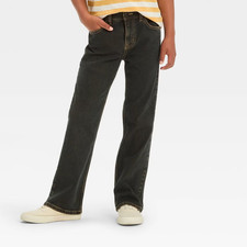 Boys' Bootcut Five Pocket Pants - Cat Jack Black 18 Husky: Adjustable Waist