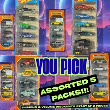 YOU PICK MATCHBOX & HOT WHEELS - 5 PACKS - Bulk Shipping & STOREWIDE DISCOUNTS