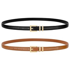 Leather Thin Belts for Women, Fashion Women's Skinny Belts Thin Ladies Belts
