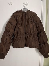 Women’s New Look Brown Cropped Puffy Drawstring Zip up Coat