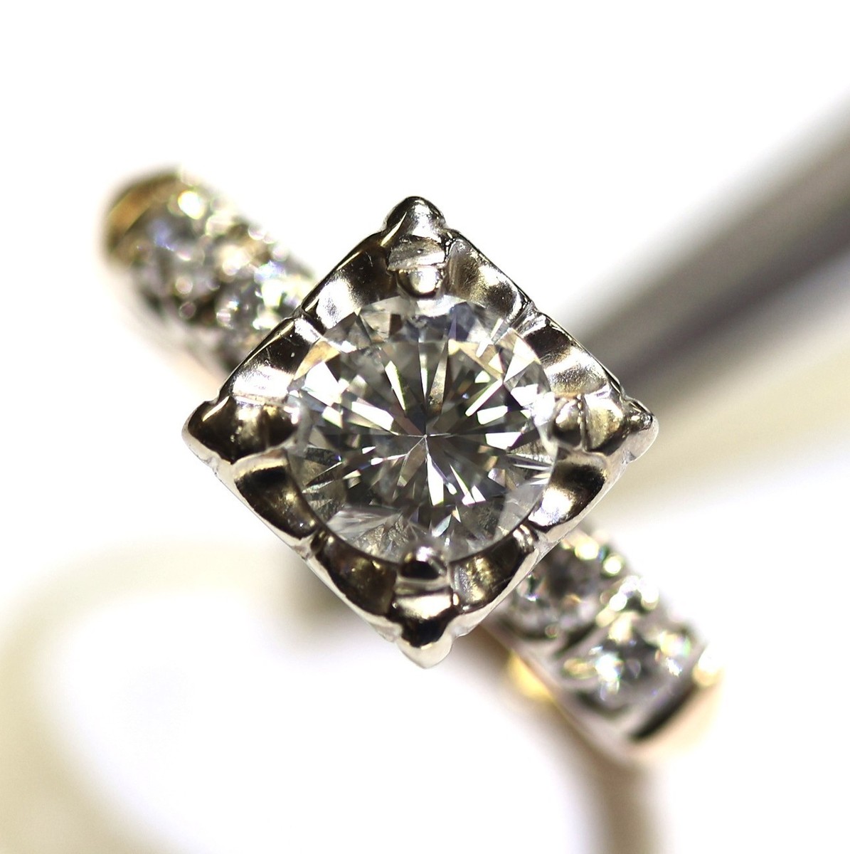 14K Yellow gold round 1.04ct diamond ring vintage illusion head engagement 2.9g View 5