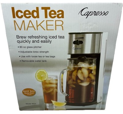 Capresso Iced Tea Maker Model 624 Glass Pitcher 80 Oz White/Stainless