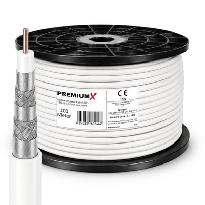 100m 135dB 5-FACH Koaxialkabel SAT Kabel Antennenkabel DIGITAL Satkabel HD TV 4K