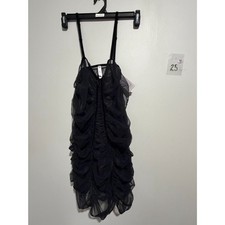 NWT Auden Black Sheer Ruched Mesh Lingerie Chemise Slip Dress XXL