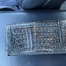 Alligator Black Leather Bifold Wallet Real Skin Men's -Credit Cards Bills