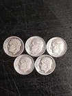 Lot Of 5 - 90% Silver Roosevelt Dimes - #B