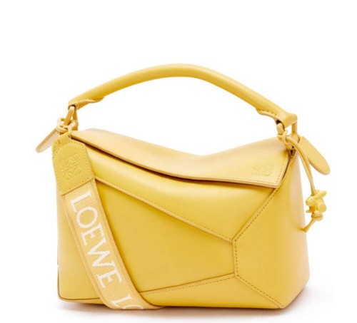 LOEWE Puzzle Edge Bag Small (Satin Calf) Pale Yellow LOEWE Shoulder Bag Anagram