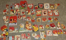 Antique Vintage Early 40's Valentine Day Cutouts Post Card Cardboard 50pc Lot