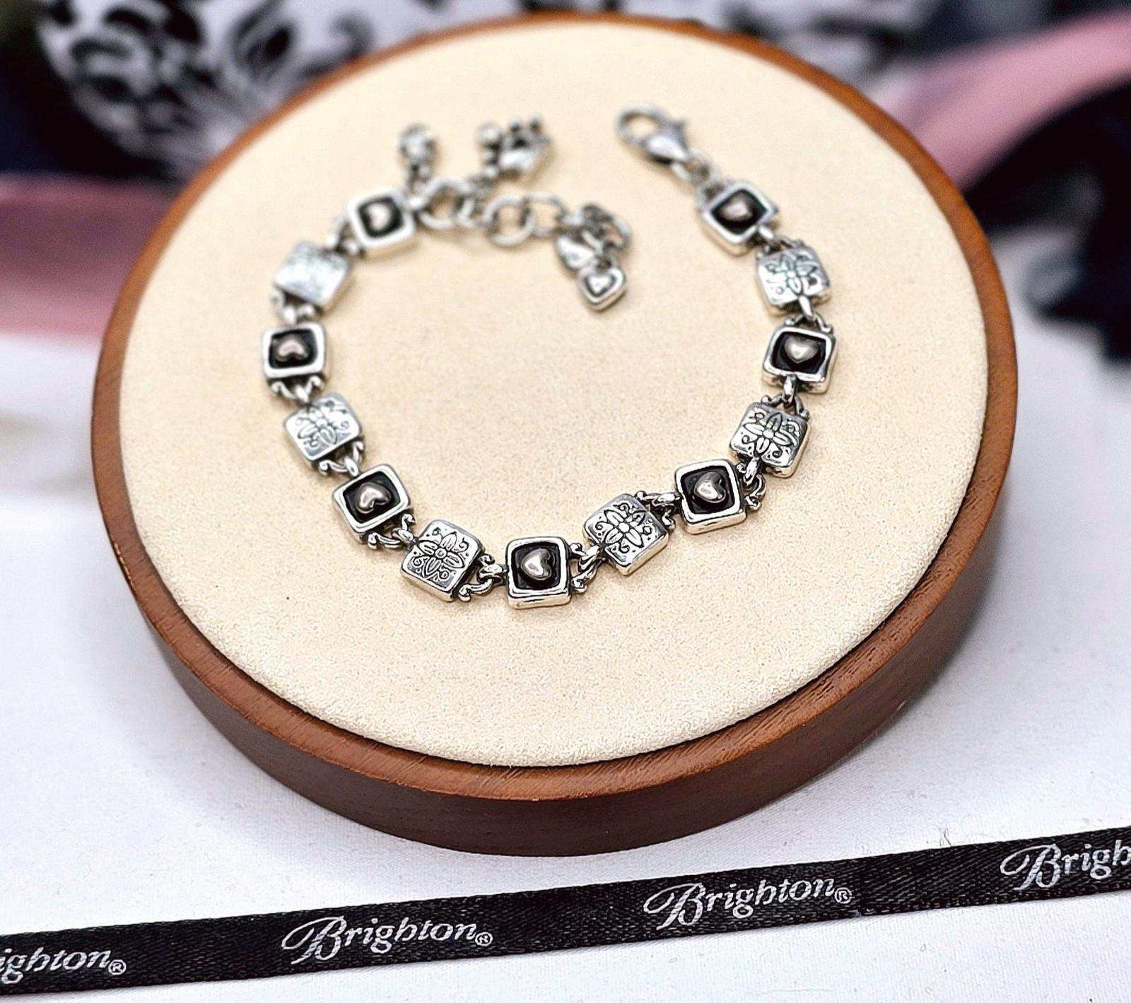 Brighton Love Reigns Bracelet Silver-plated W Black Enamel