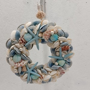 Collections Etc. Seashell Wreath 14" coastal beach wall decor