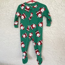 Carter s Child of Mine Size 12 Mo Fleece Santa Claus Zip Front Footed Sleeper