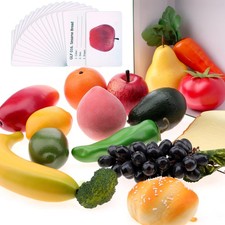 32pcs Play Food for Kids Kitchen Artificial Fruit Vegetable Toy Food Set with...