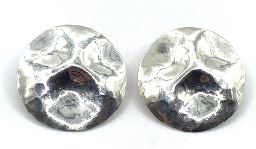 Sterling Silver Hammered Round Stud Earrings