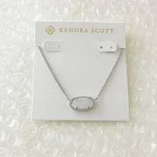 ❤️ Kendra Scott Elisa Silver Iridescent Drusy Pendant Necklace ❤️