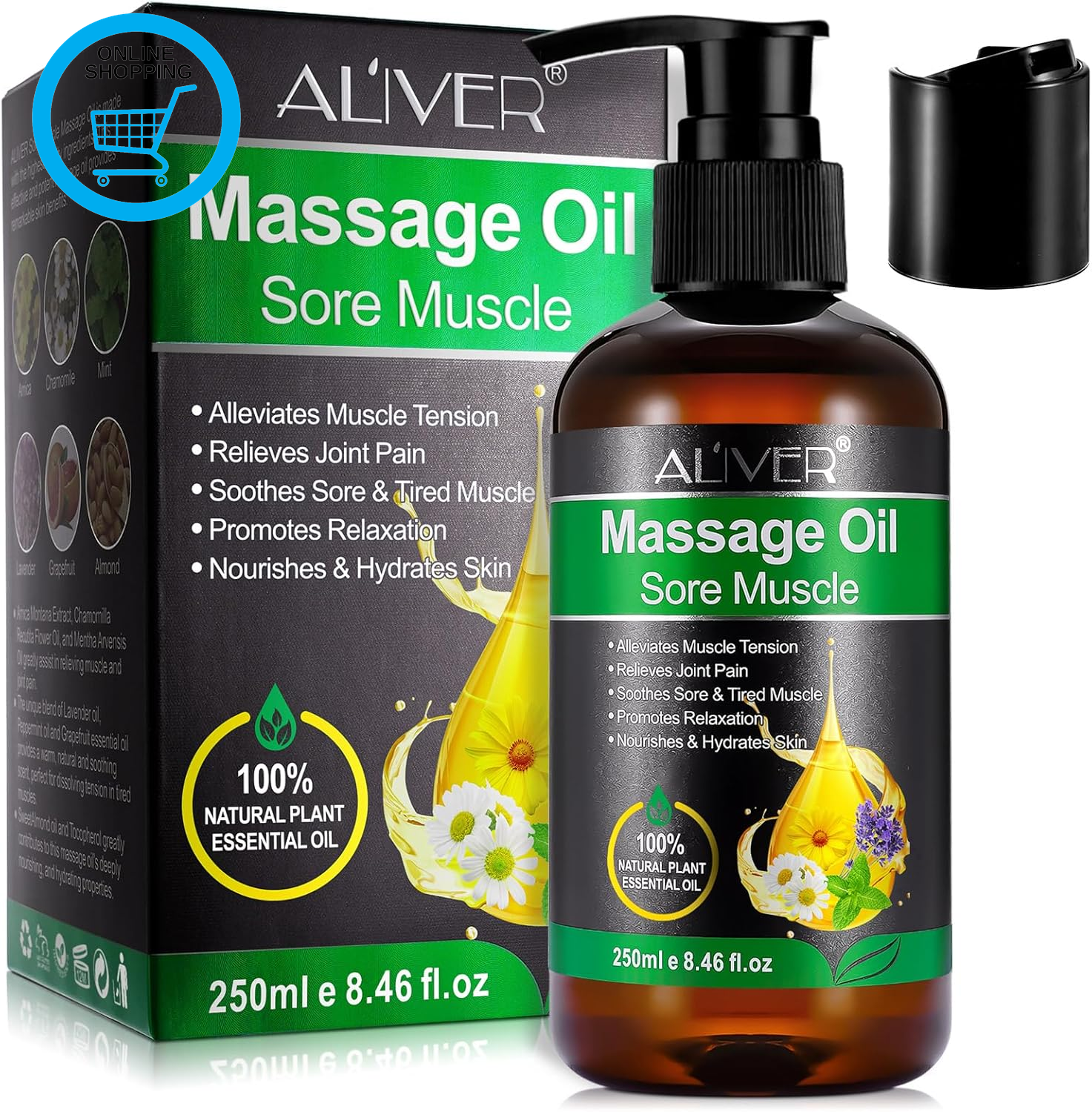 Massage Oils for Massage Therapy 250ML Massage Oil for Muscle Pain Relief, Warmi