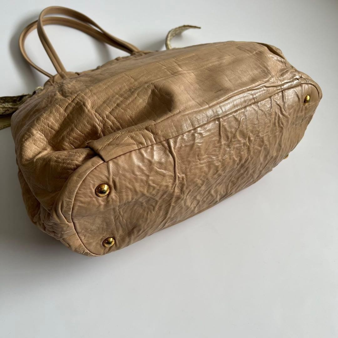 PRADA Python Ribbon Shoulder Tote Bag, Leather, S… - image 16