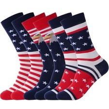 Pairs American Flag Socks for Men Women Patriotic One Size 3 Mixed Color