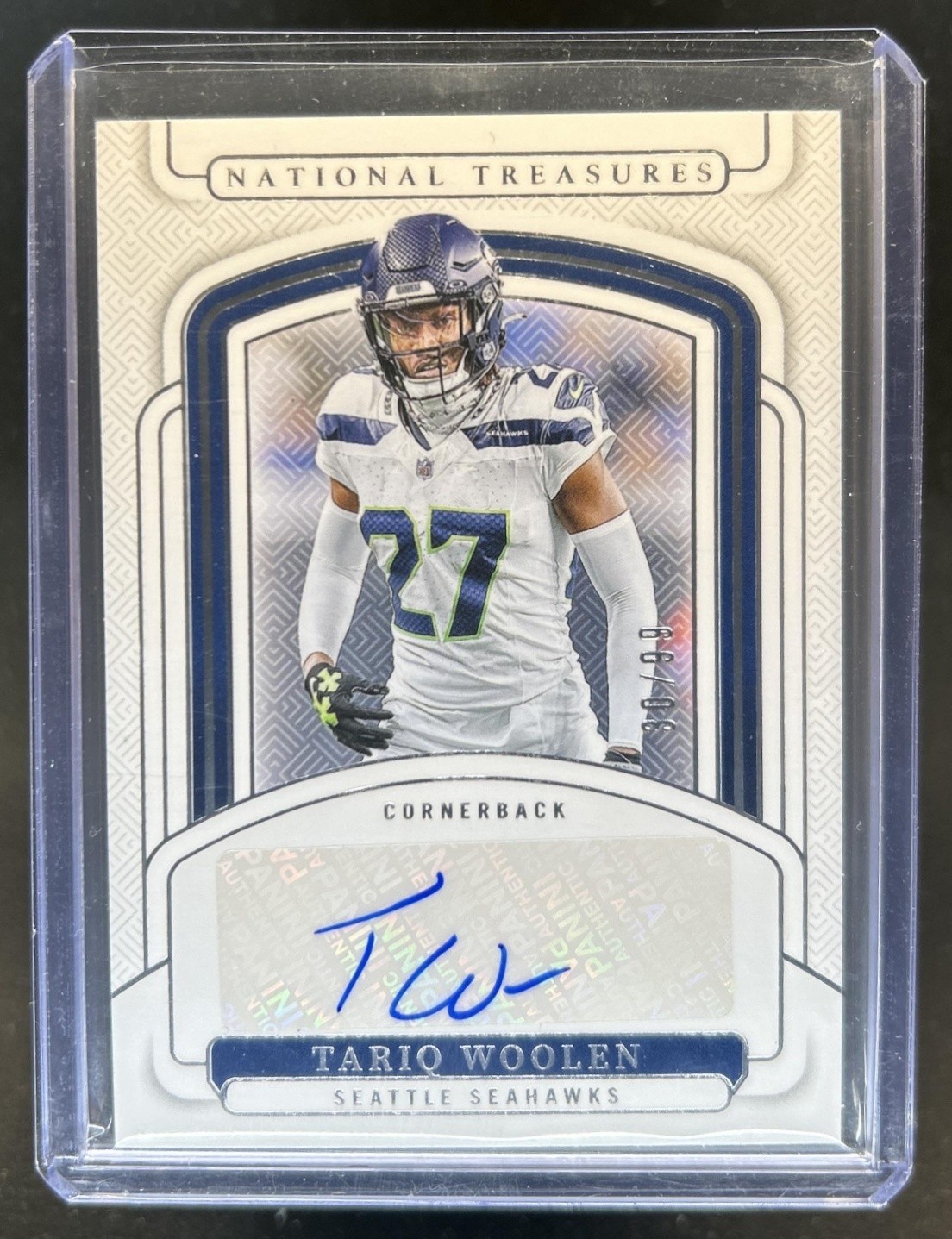 2024 Panini National Treasures Tariq Woolen Signatures Auto #/99 Seahawks view 1