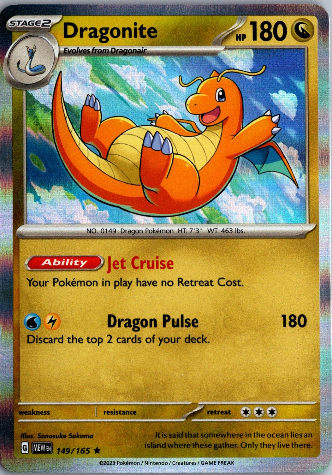 Dragonite 149/165 Holo Rare Scarlet and Violet 151 Lightly Played Pokemon Card