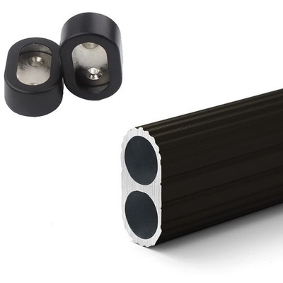 39 Inch Aluminum Alloy Oval Closet Rod Heavy Duty Wardrobe Tube Black Finish