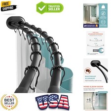 Double Curved Shower Curtain Rod, No Drill, 50-72 Inch Adjustable Tension Cur...