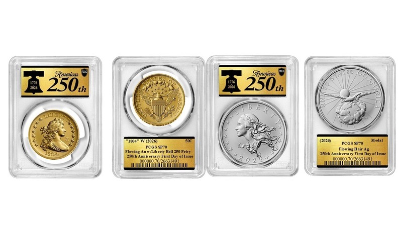 Pres-2026 W Flowing Hair Gold Coin & Silver Medal Set PCGS SP70 FDOI W/OGP #948