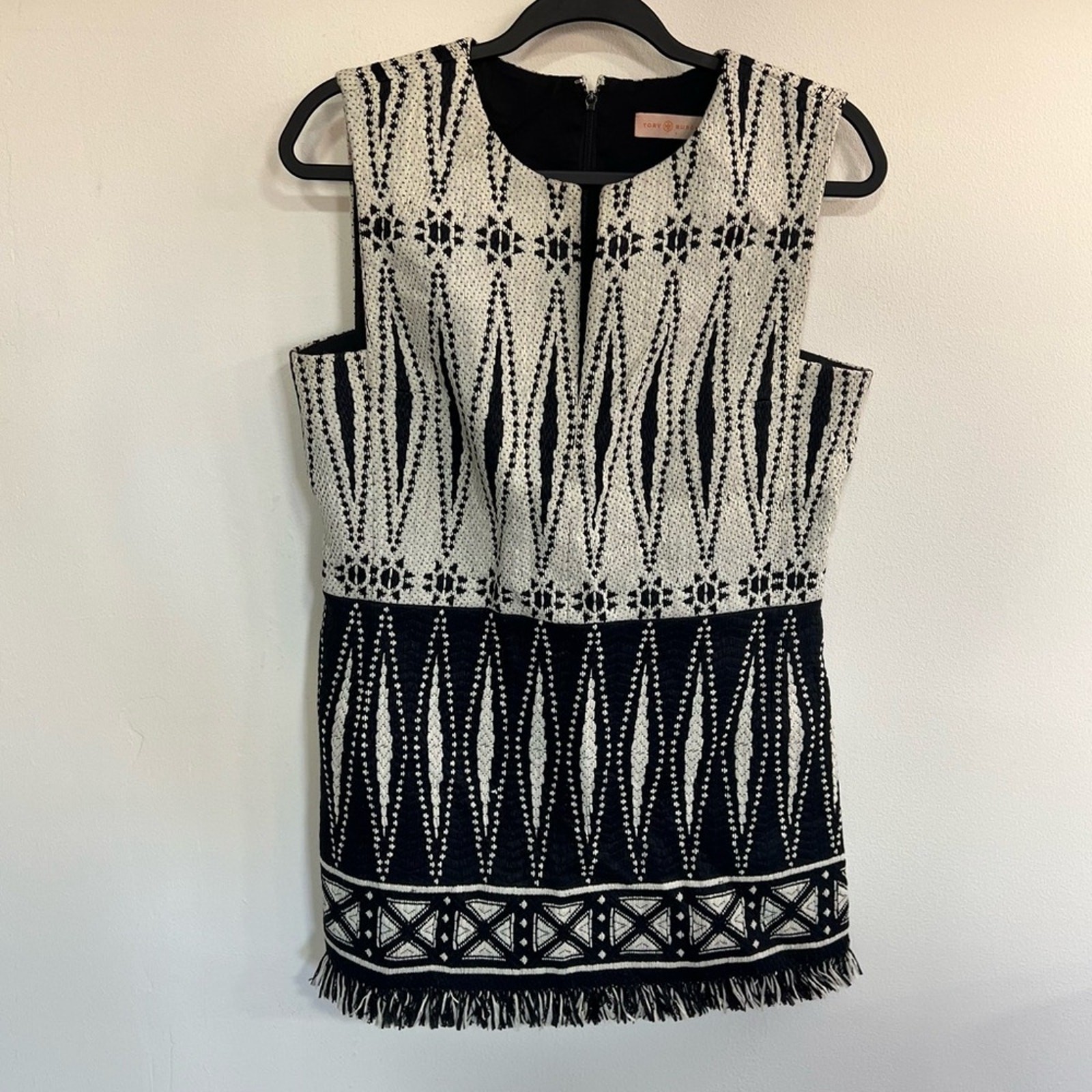 Tory Burch Savora Tapestry Fringe Mini Dress Woman Size 6 - Small Flaw See Pics
