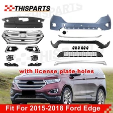 For Ford Edge 2015-2018 Front Bumper Valance Chrome Grille Fog Light Bracket Set