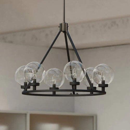 Vaxcel Lighting H0277 Lander 6 Light 28"W Ring Chandelier - Black - Picture 12 of 12