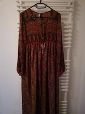 gold&silver hippie boho ibiza maxi festival kleid paisleymuster neu