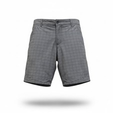 Op Ocean Pacific Mens 38 Grey Plaid Shorts Red Grid Cotton Flat Front Chino