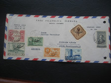 COLOMBIA, postal stationery airmail cover, expired 1957, nice franking, philatelist