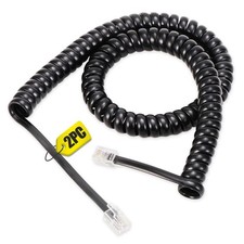 2 Pack Phone Cord for Landline, 1.4 FT Coiled Black Telephone Handset Cord