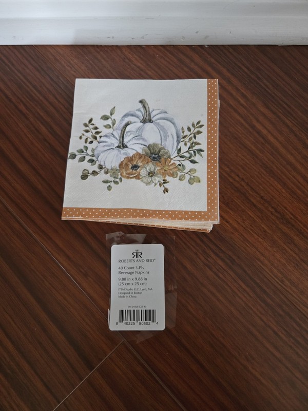 Roberts and Reid Fall Autumn Harvest Pumpkin Beverage Napkins