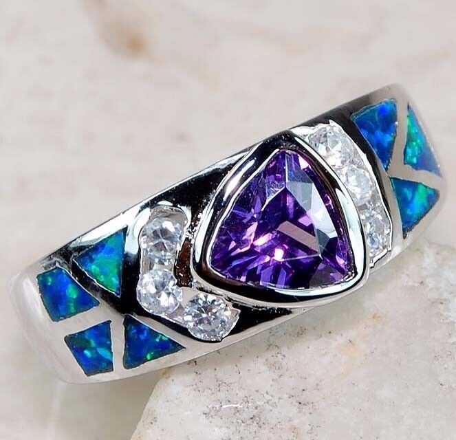 1CT Amethyst 925 Solid Sterling Silver Ring Sz 8 PC5-2