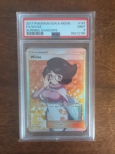 Pokemon Card Wicke Burning Shadows Full Art Trainer 147/147 Psa 9
