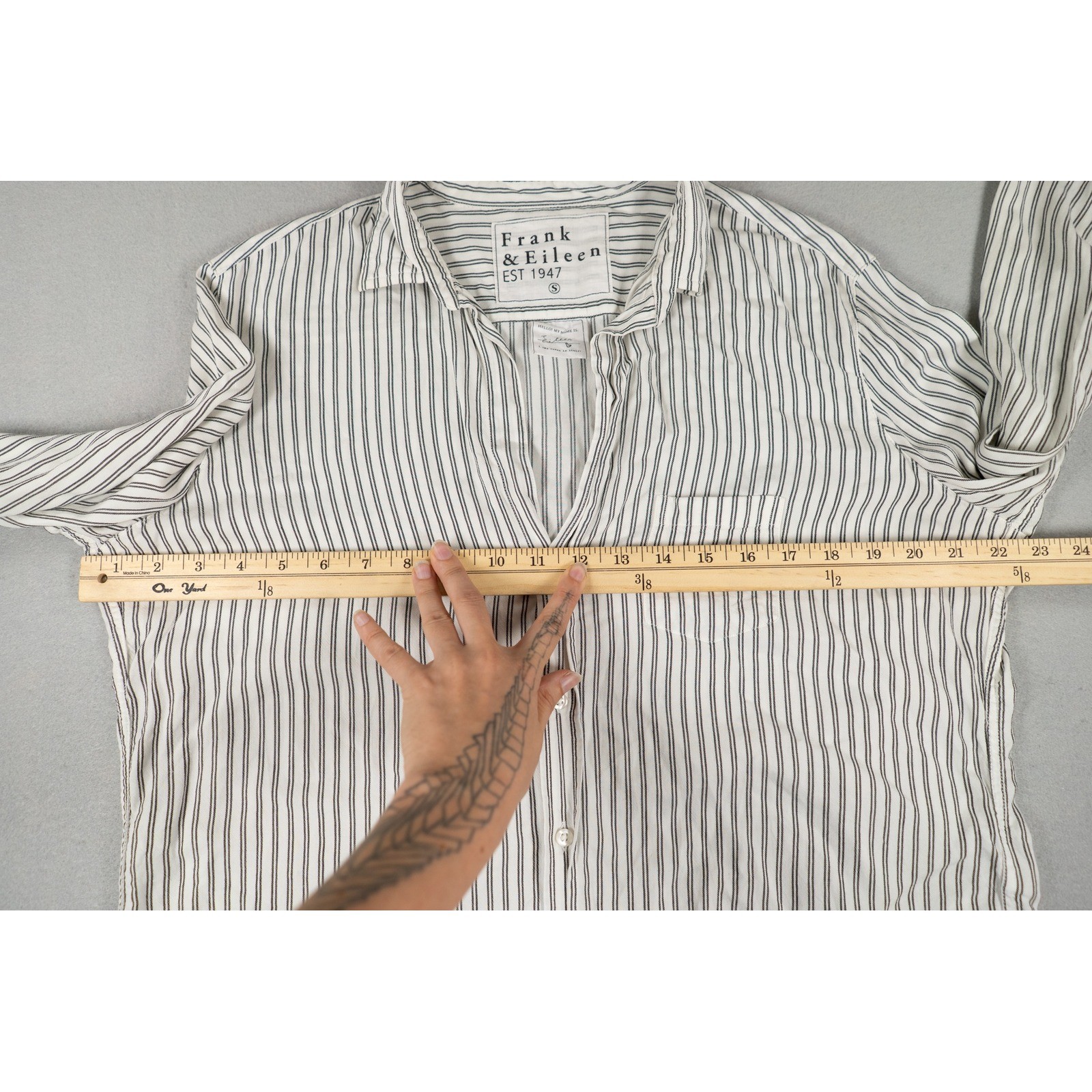 Frank & Eileen Womens Eileen Relaxed Fit Striped Modal Button Up Shirt S White image 8