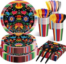 175 Pcs Fiesta Tableware Set Serves 25, Mexican Party