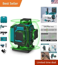 Multi-Functional 4x360° Green Laser Level Pro with Extended Range & Accessories