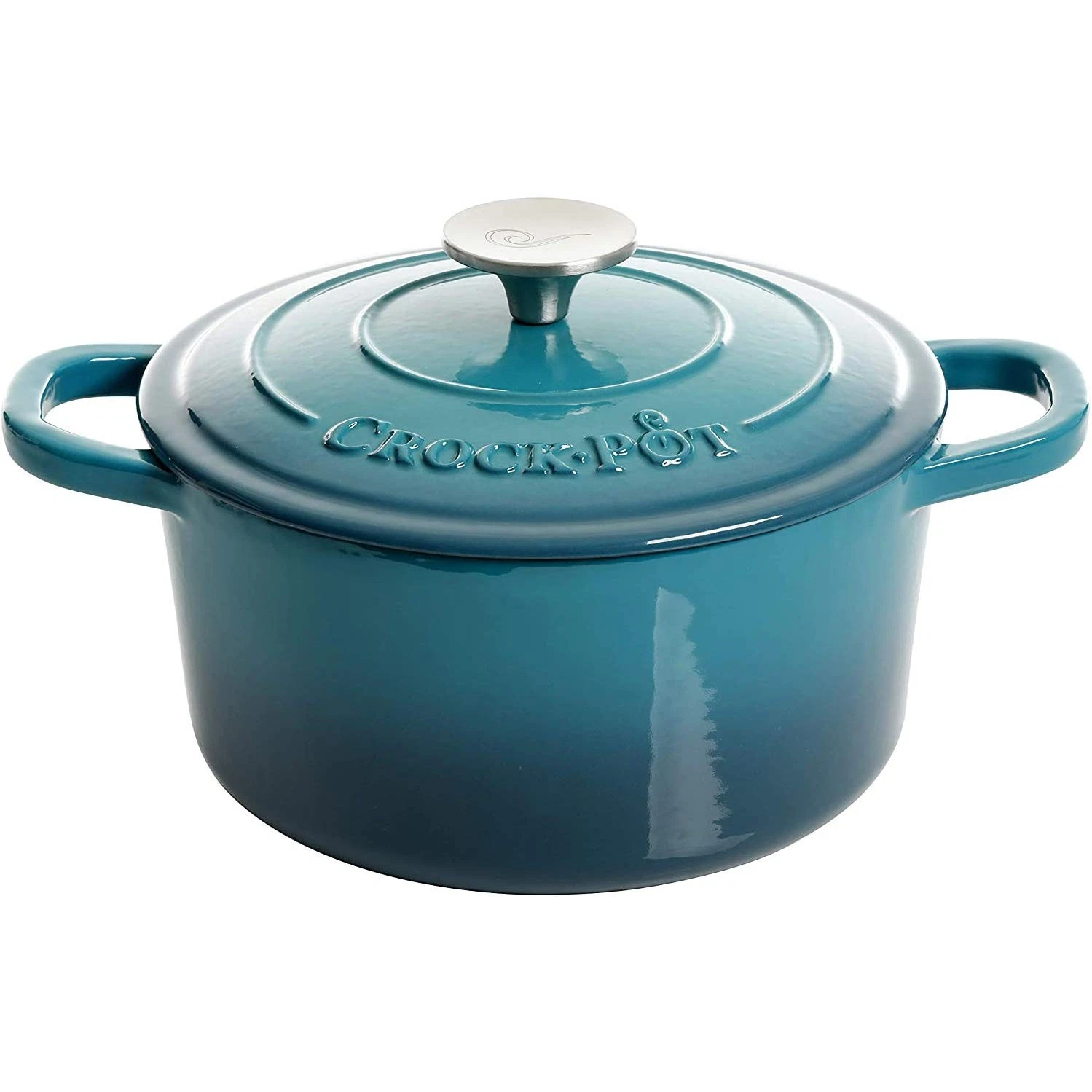 Crock Pot Artisan 3 Quart Teal Ombre Dutch Oven Enameled Cast Iron Cookware