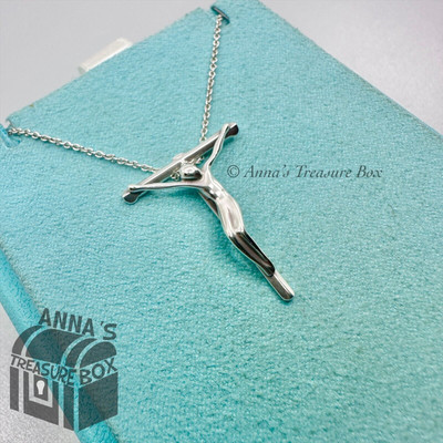Tiffany & Co. 925 Silver Elsa Peretti 27mm Crucifix Cross 16