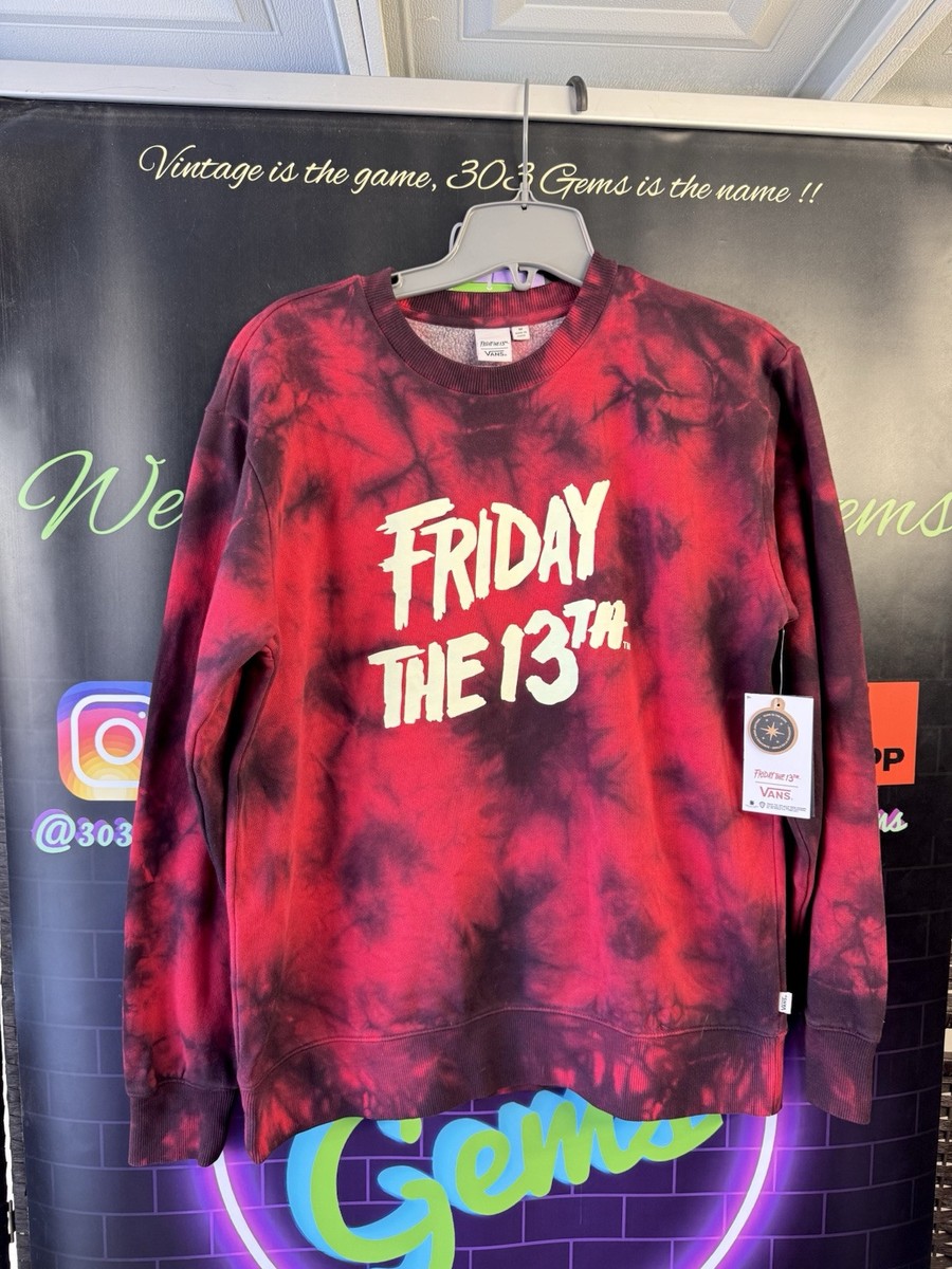 VANS X Friday The 13th Red Black Pullover Crew Sweatshirt Jason