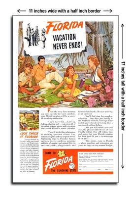 1949 Florida Vacation Never Ends - 11x17 Poster