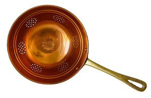 NODI Copper Colander Brass Handle Mid Century Vintage Farmhouse Decor Portugal