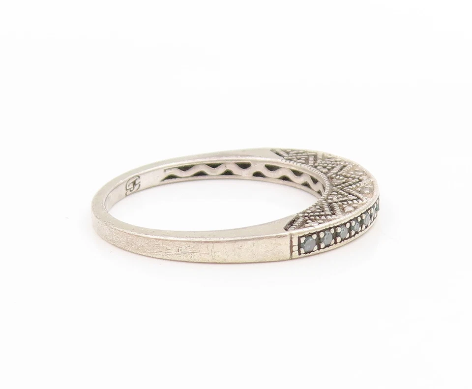 925 Пробы винтажное кольцо реальный синий бриллианты вечность группы Sz 8 RG34136 - Изображение 4 из 4