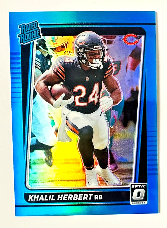 2021 Donruss Optic Khalil Herbert Light BLUE Prizm RC #/299 Bears Rated Rookie!