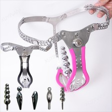 Stainless Steel Chastity Belt Lockable Adjustable Pants Restraint For Female