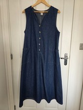 Country Store Denim Pinafore Midi Dress Cotton Size M UK Size 12 Boho Prairie