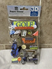 Paper House 3D Golf Scrapbook Stickers- New